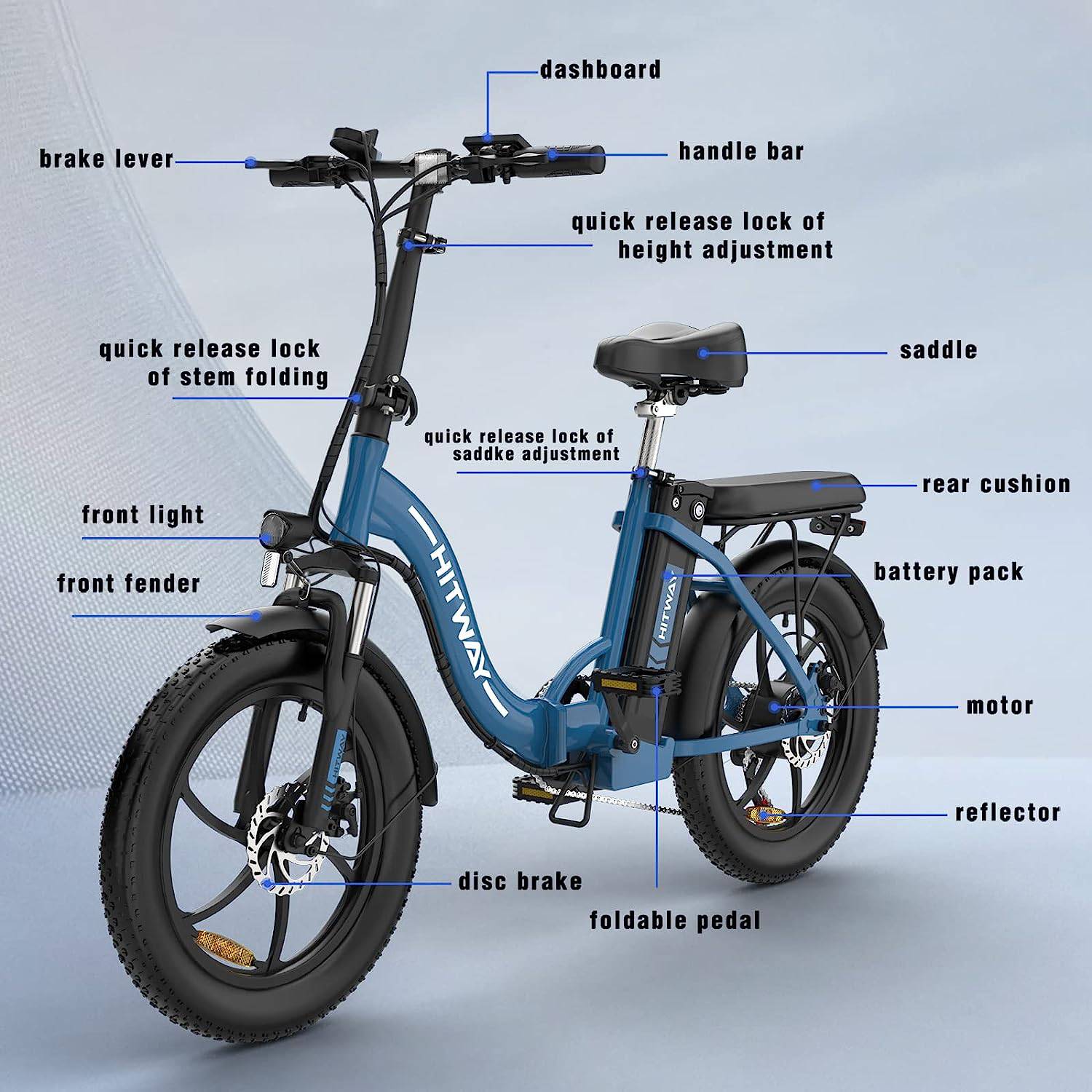 HITWAY BK6S E-Bike BL|RT|SI|SW 20" 36V/432Wh/120kg 90km Fatbike