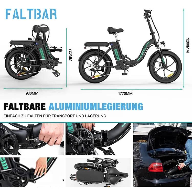 KOOLUX KL-BK6S E-Bike SI 20" 36V/13Ah/468Wh/120kg 90km Klapprad