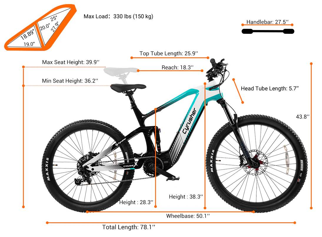 Cyrusher Cyclone X E-Bike RT 27,5" 780Wh/200kg 80km Mountainbike