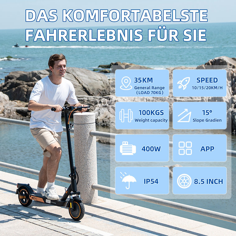 Mega Motion EV85F ABE SOR 20kmh 30km 400W 120kg E-Scooter ABE