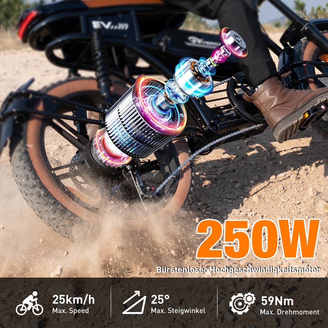 Evercross EK30 E-Bike SW 20" 48V/15Ah/720Wh/100kg 55km Fatbike