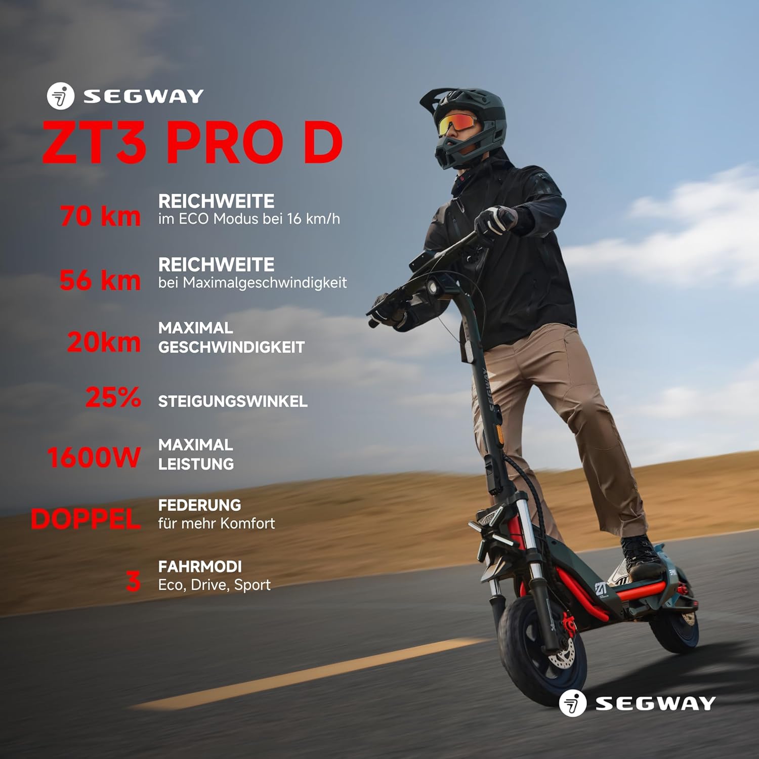 Nur Abholung! Segway-Ninebot ZT3 Pro D SW 20kmh 70km 500W 1600W E-Scooter ABE