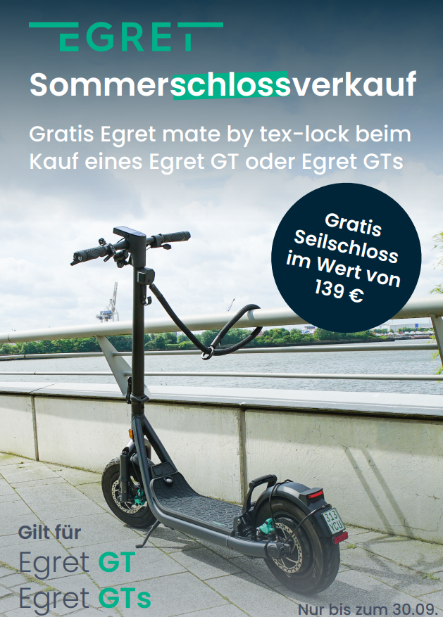 TEX LOCK GESCHENKT! Egret GT 15 GR 22kmh 70km 500W 1620W 150kg E-Scooter ABE