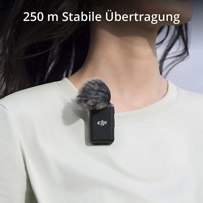 DJI Mic (2 Sender + 1 Empfänger + Ladeschale), Lavalier-Funkmikrofon, 250 m Reichweite, 15 Stunden
