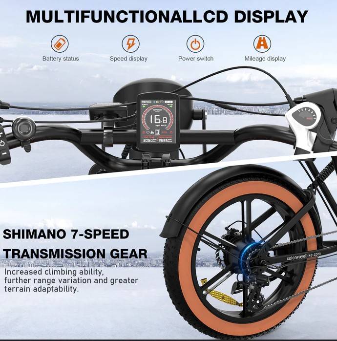 Colorway BK29 E-Bike BL|SW 20" 48V/15Ah/720Wh/120kg 80km Fatbike