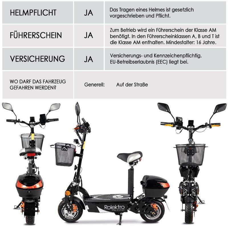 Rolektro E-Joy 45 Li-Io 45kmh/1000W/20Ah/120kg/50km SW E-Roller